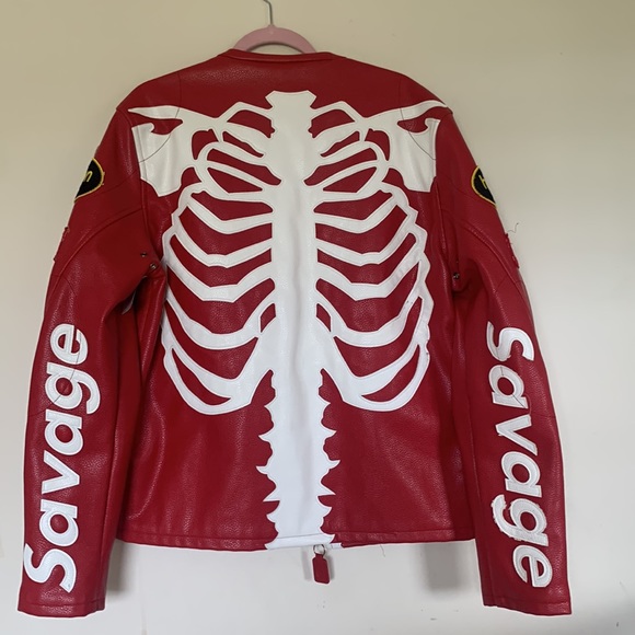 Hudson Leather Skeleton Motorcycle Men’s Leather Jacket - Picture 3 of 16